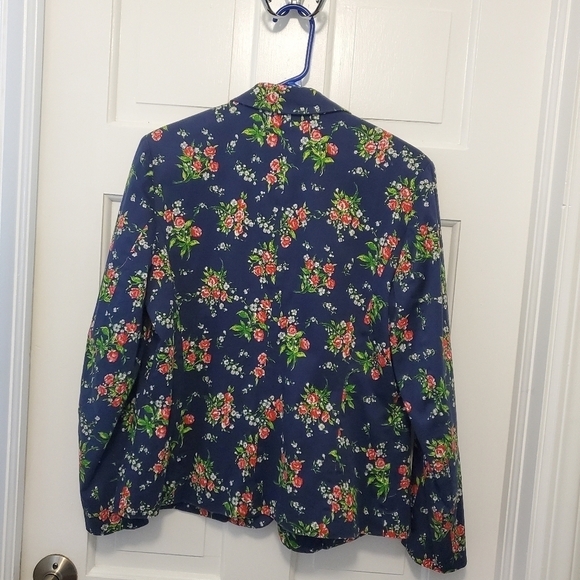 Orvis Navy Floral Print Blazer Size 10, Classic, Casual - Picture 9 of 9